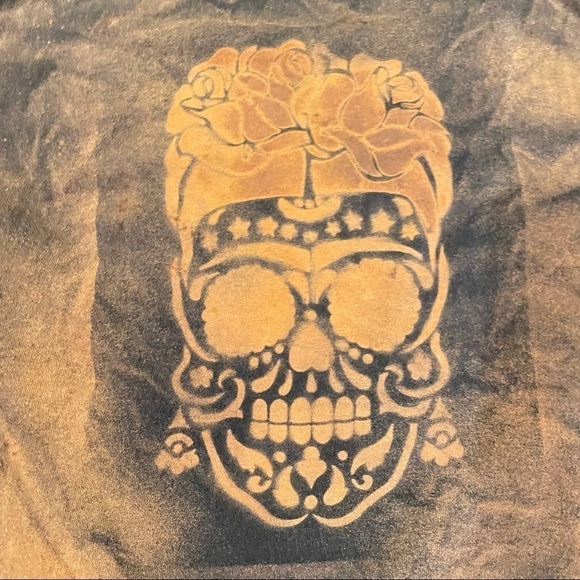 Reverse dyed Frida Kahlo dia de los muertos youth tshirt S sugar skull - Picture 3 of 6